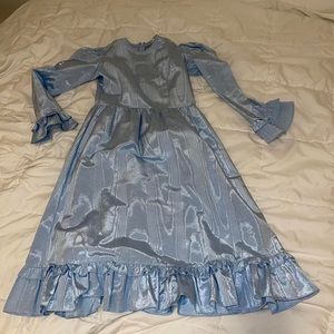 BATSHEVA blue prairie midi dress ruffle